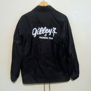Vintage Gilley’s Black Nylon Jacket-Small-Pockets-Lined-Texas-Rhinestone Cowboy - Picture 1 of 10