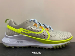 NIKE REACT PEGASUS TRAIL 4 LIGHT IRON ORE GREY VOLT DJ6158 002 SIZE 12 HIKING - Picture 1 of 8