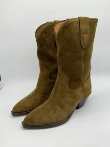 ISABEL MARANT Dahope boots UK 6 EU39 NEW Suede cowboy roper khaki suede mid calf - Picture 1 of 17