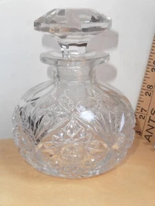 Antique-VTG American Brilliant Cut Crystal Perfume Scent Bottle Fan Star Cut - Picture 1 of 11