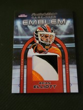 2022 IN THE CREASE BRIAN ELLIOTT GUE-7 #ed 10/10 GAME USED EMBLEM PATCH 3 COL