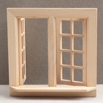1pc Dollhouse Miniature1:12 Plain Wood Window Frame Funiture Decor Accessories - Image 1 of 4