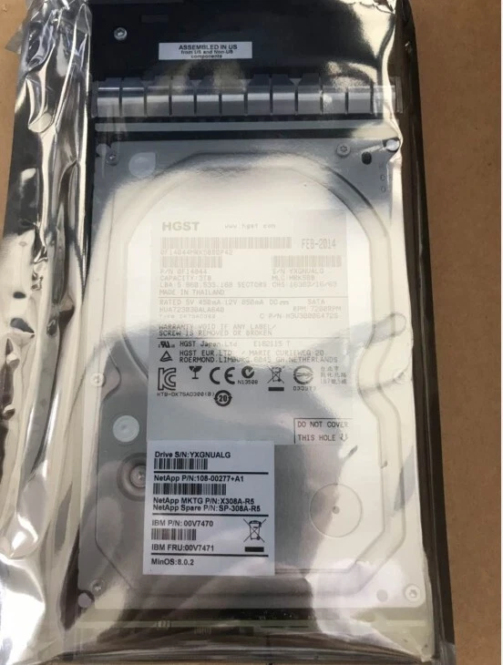 NetApp X308A-R5 SP-308A-R5 108-00255 3T 3TB 3.5" SATA Hard Drive - Image 1 of 4