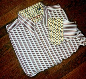 Robert Graham Mens XL Multi-Color Striped Long Sleeve Flip Cuff Dress Shirt - Bild 1 von 10