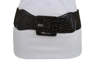 New Fun Women Belt High Waist Hip Dark Brown Fabric Fashion Square Buckle M L XL - Picture 1 of 12