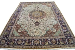 Täbriz 420x297 Tebris Tabriz Medaillon Rug Carpet handgeknüpft Orientteppich - Bild 1 von 8