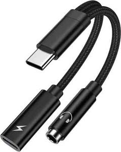 2 in 1 Type-C USB C to 3.5mm AUX Audio Headphone Jack Adapter Charger Cable New - Picture 1 of 6
