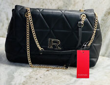 Rampage Women’s Chevron Quilted Camera Crossbody Bag with Chain Strap -  Black