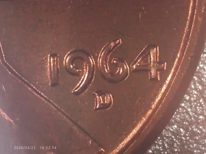 1964 D/D  Double Mint Mark  Lincoln Memorial.  Beautiful Red Error Coin - Picture 1 of 16