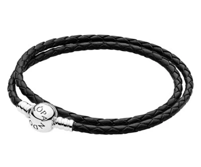 PANDORA Schmuck 590745CBK Damen Leder Wickelarmband Zweifach Schwarz 590745CBK-D - Bild 1 von 2