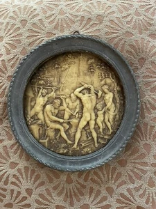 Antique Biblical Relief Medellin 7.25” Round - Picture 1 of 8
