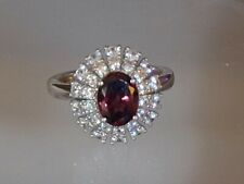 Stunning Classic 925 Ruby RedSterling Silver Ring Small Size 5