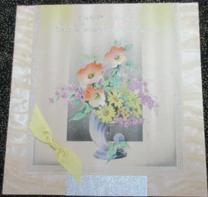 Vintage gebrauchte VOLLAND OSTERKARTE FÜR SCHATZ; ART DECO DESIGN; SEIDENBAND - Bild 1 von 6