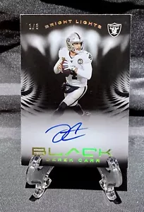 2020 Panini Black DEREK CARR Bright Lights On Card Auto #1/3 - Picture 1 of 2
