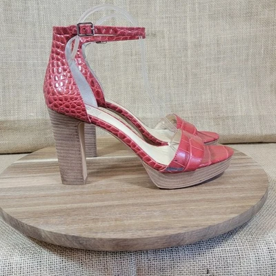 Vince Camuto Rojo Cocodrilo Correa de Tobillo Plataforma Tacones Para Mujer Talla 9M Foto 1 de 4