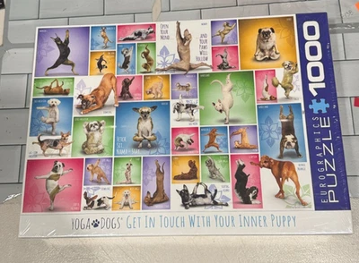 Eurographics Jigsaw PUZZLE Yoga Dogs Puppy Animal 1000 Piece 2017 USA Family New - Image 1 of 4