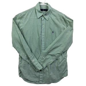 Ralph Lauren Mens Gingham Button Down Shirt Long Sleeve Green Blue Size M - Picture 1 of 9