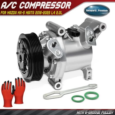 A/C Compressor with 6-Groove Pulley and Clutch for Mazda MX-5 Miata 2016-2023 - Image 1 of 4