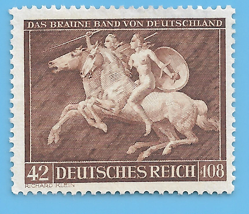 Germany WW2 1942 Horse Brown Band 42+108 Stamp WW2 Era Mi# 780            #38 - Image 1 of 1