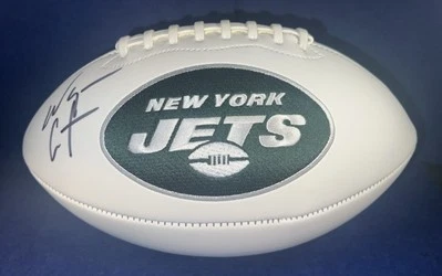 Wayne Chrebet SIGNED New York Jets F/S White Panel Logo Football BECKETT COA - Image 1 of 4