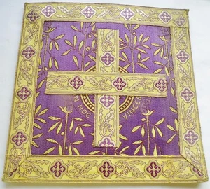 Antigua vestimenta litúrgica de altar de sacerdotes católicos Bursa hecha a mano latina - Imagen 1 de 3