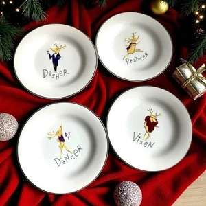 4er Set Pottery Barn 'Rentier Dessertteller' | Dasher, Tänzerin, Tänzerin, Füchsin - Bild 1 von 10