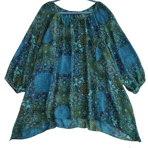 Apt 9 Para Mujer 3X Blusa de Cachemira Tank Dobladillo Mordedura de Tiburón Ligera Azul Teal Verde - Imagen 1 de 8