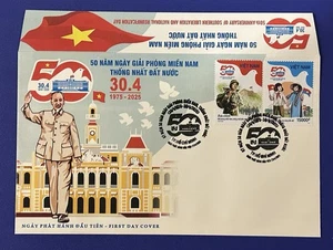 Sello de Saigón Reunificación 50 Aniversario Vietnam 2025 MNH FDC Ho Chi Minh - Imagen 1 de 2