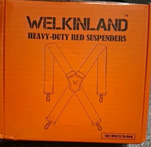 "Suspensores Welkinland 2"" rojos para hombre con ganchos, tirantes ajustables de alta resistencia" - Imagen 1 de 2