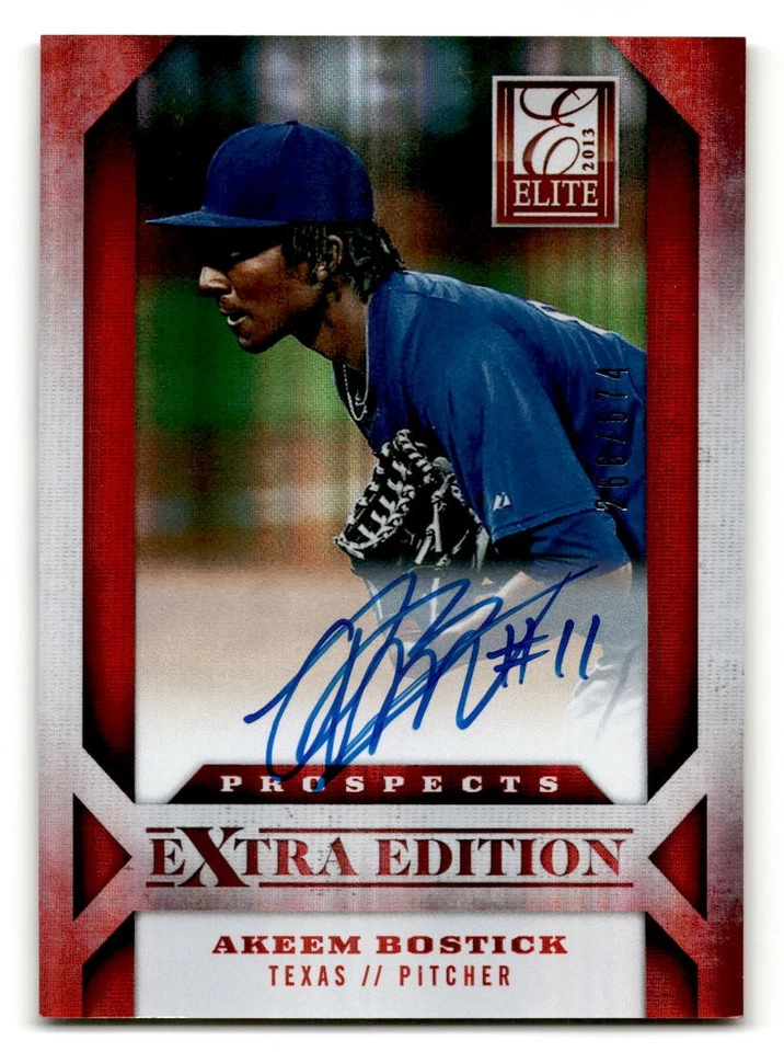 2013 Panini Elite Extra Edition #140 Akeem Bostick #/674 Texas Rangers Auto - Image 1 of 2
