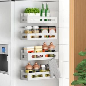 4 Stück Magnetisches Gewürzregal für Kühlschrank, Gewürzregal Organizer, Bewegliche M... - Bild 1 von 6