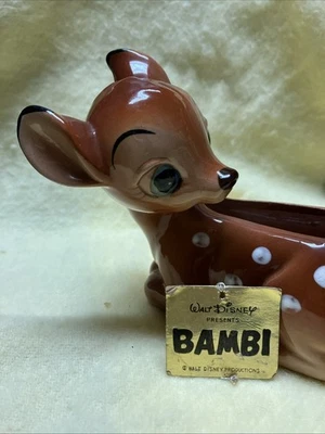 Винтажная керамическая сеялка Walt Disney Bambi 1950-х или 1960-х годов с оригинальным ярлыком - Изображение 1 из 4