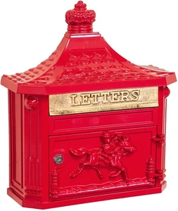 Antique Victorian Red Wall Mounted Locking Letter Box Royal Mail - Picture 1 of 15