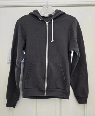 Sudadera con Capucha American Apparel F497 Hombres XS Gris Polar Bolsillo con Cremallera Hecha en EE. UU. Foto 1 de 4