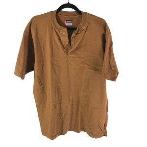 Dickies Mens T Shirt Henley Short Sleeve Cotton Brown L - Picture 1 of 3