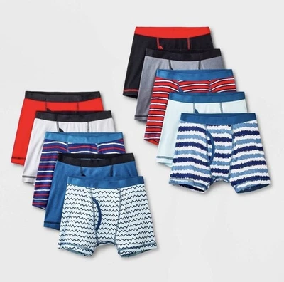 Cuecas boxer listradas masculinas 10 peças - Cat & Jack™ vermelho/azul G - Imagem 1 de 4