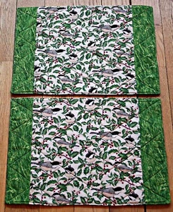 2er Set Tischsets: Chickadees, Handarbeit Patchwork gesteppt 10 3/4" x 17" - Bild 1 von 4