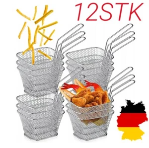 12 Stück Mini Pommes Servierkörbchen Frittierkorb Set Pommes Servier Schale Korb - Bild 1 von 18