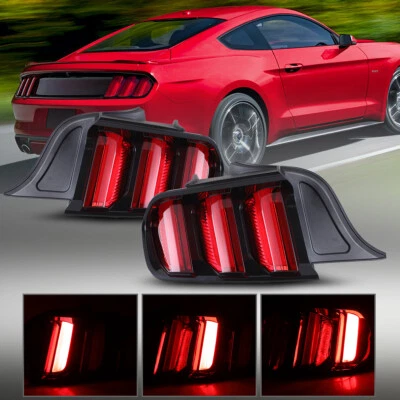 Luces traseras de señal de giro secuencial LED lente roja de freno para Ford Mustang 2015-2023 Foto 1 de 4