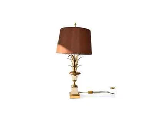Vintage 60er Maison Charles Ananas Palmen Lampe französische Messing Tischleuchte massiver Fuß - Bild 1 von 7