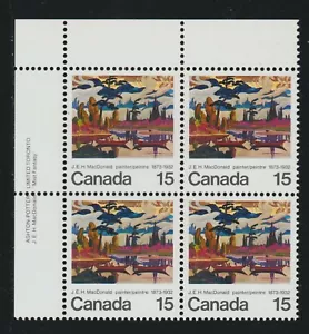 1973 Canada SC# 617 UL - J.E.H. MacDonald - Plate Block M-NH Lot # 2525a - Picture 1 of 1