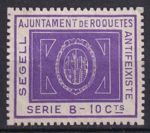 SCW Republican Local Labels Roquetes (Tarragona) Edifil 2 Antifeixiste - Picture 1 of 2