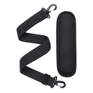 Black Adjustable Shoulder Strap Replacement with Thick Soft Pad Width 1.5in - Picture 1 of 8