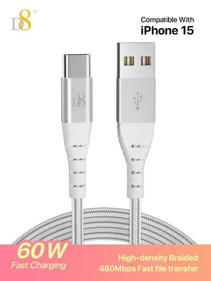 for Samsung iPhone 15 TPE Type-C to USB Cable Fast Charger USB C Lead TC-0404 S - Image 1 of 4