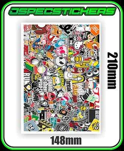 STICKERBOMB SHEET PRINTED VINYL DRIFT JDM WRAP STICKER BOMB RC DECAL A5 CAR - Picture 1 of 4