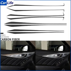 8Pcs Real Carbon Fiber Interior Door Panel Cover Strips For Infiniti Q50 2014-20 - Picture 1 of 22