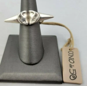 New NWT Uno de 50 Silver Brutalist Modernist Ring with Wings Size 7 - Picture 1 of 7