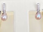 18ct Gold Diamond Pearl Earrings 18ct White Gold Drop Earrings 18 Carat 18K 750