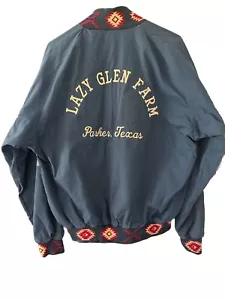Chaqueta Bomber Lee Western De Colección L Años 80 Azteca Tribal Azul Forrada Bordada A Presión - Imagen 1 de 14