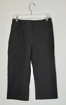 NWOT TravelSmith Women's Petite Dark Gray Elastic Waist Cropped Pants sz MP - Image 1 of 4